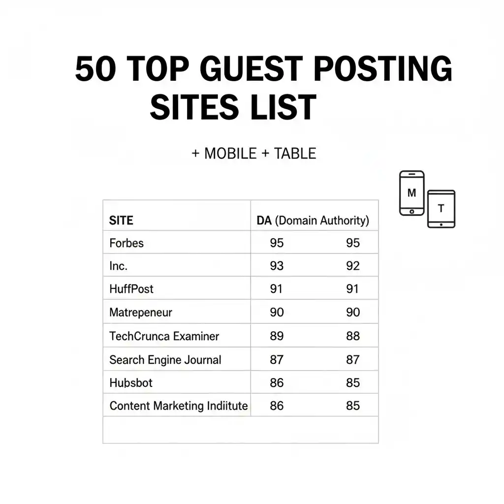 Top 50 Guest Posting Sites List